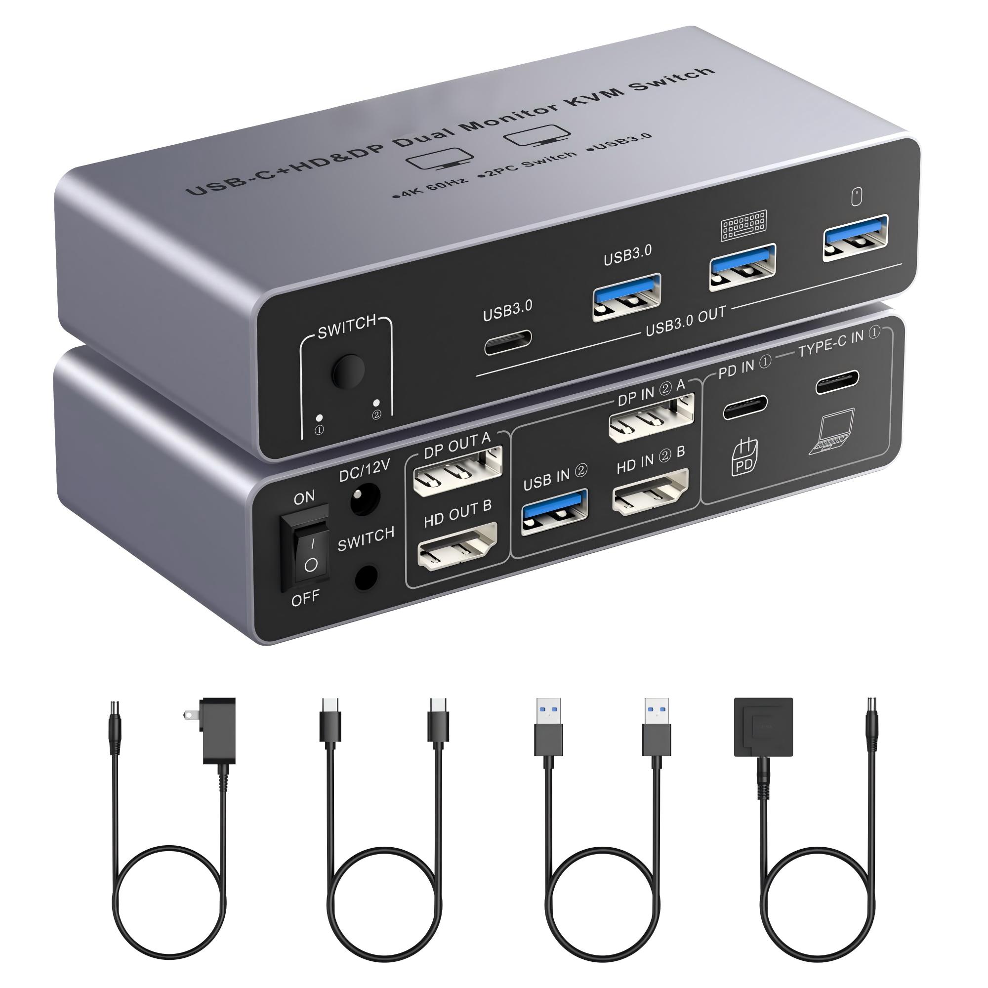 Kvm Switch Dual Monitor - HDM DP KVMスイッチ 2モニター 2コンピューター 8K@60Hz