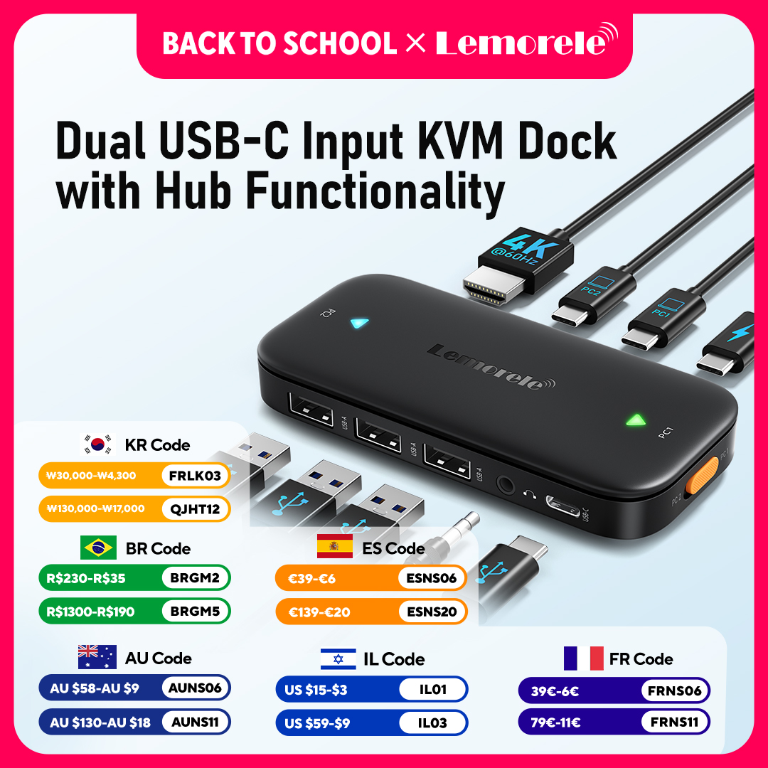 Hdmi Matrix Switch - Lemorele H200 USB-C KVMスイッチ USBハブ 4k@60Hz