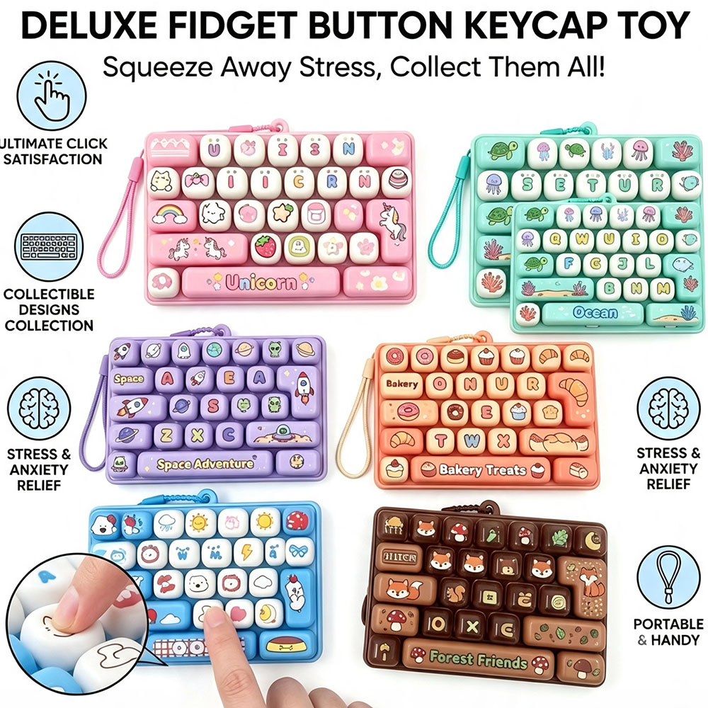 Office Tech Setup - メカニカルキーボードキーホルダー 26グリッドキーキャップ クリッカー ASMR タクタイルデスクガジェット オフィス同僚