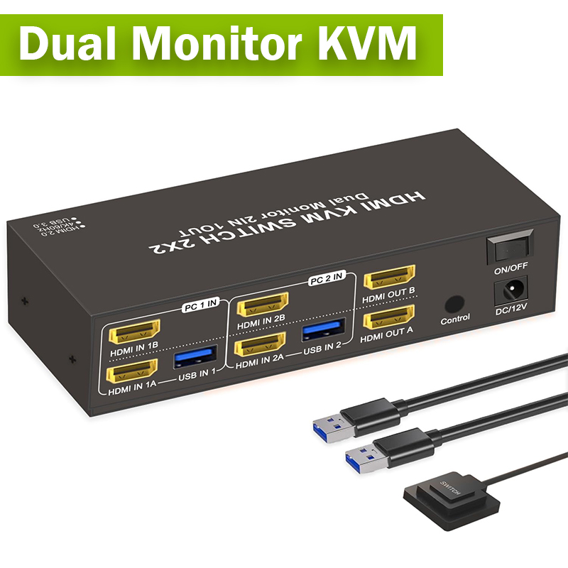 Hdmi Matrix Switch - 2x2 デュアルモニター HDMI KVM スイッチャー 2