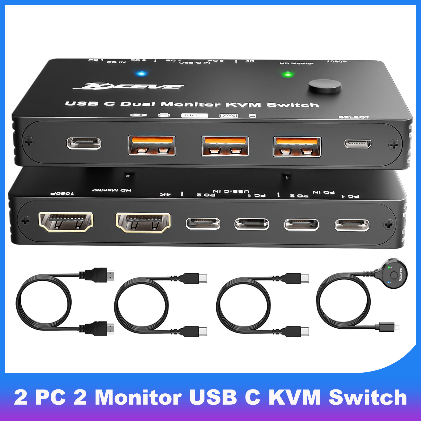 Kvm Switch Dual Monitor - 4K/1080P@60Hz USB C デュアル モニター KVM