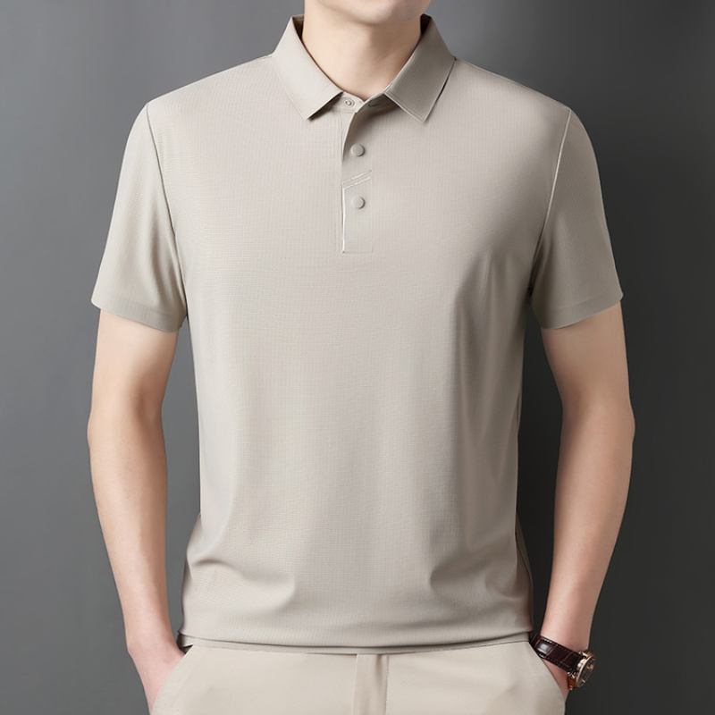 Office Tech For Men - メンズシームレステックポロシャツ - 4穴ボタン、180g UVカット、7A抗菌ビジネスレジャーハイエンドトップス