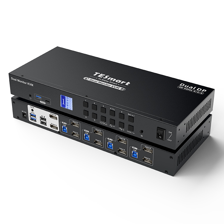 Kvm Switch Dual Monitor - 4ポートデュアルモニターKVMスイッチキット DP 4K60Hz USB 3.0ドッキングステーション EDID