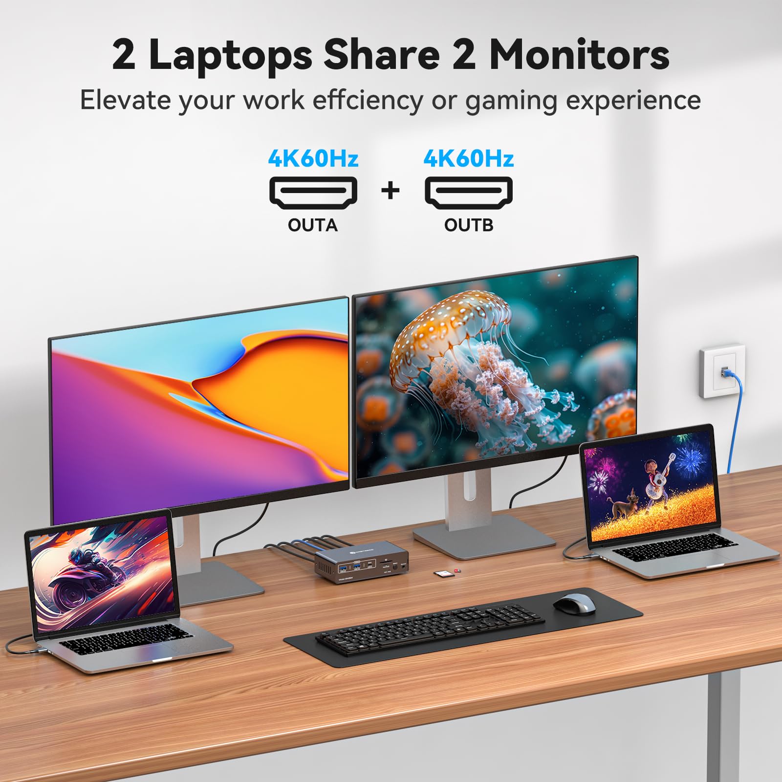 2台のモニター,2台のコンピューター,4 k60hz,hdm - Kvm Switch Dual Monitor のレビューと価格