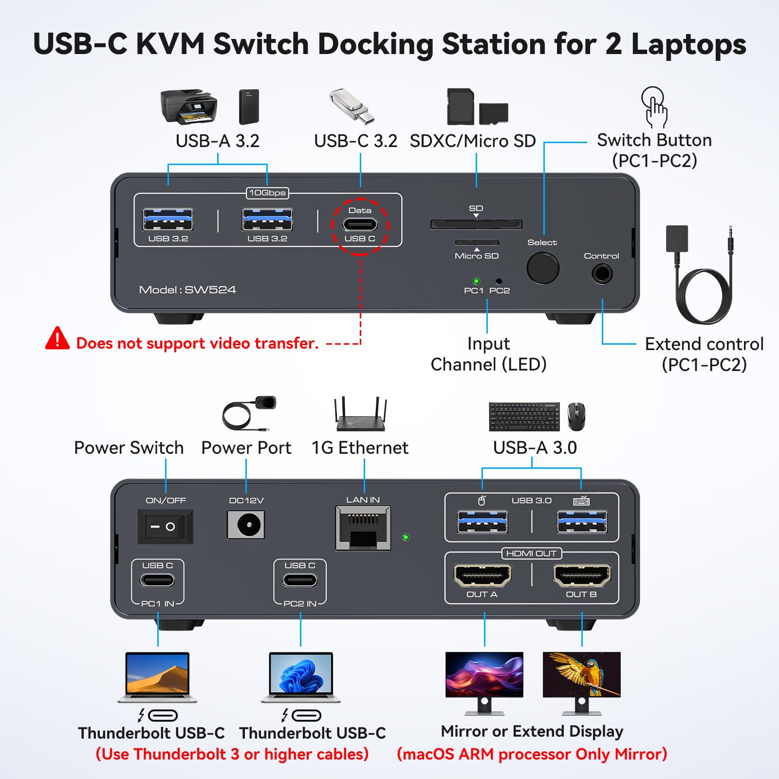 2台のモニター,2台のコンピューター,4 k60hz,hdm - Kvm Switch Dual Monitor のレビューと価格