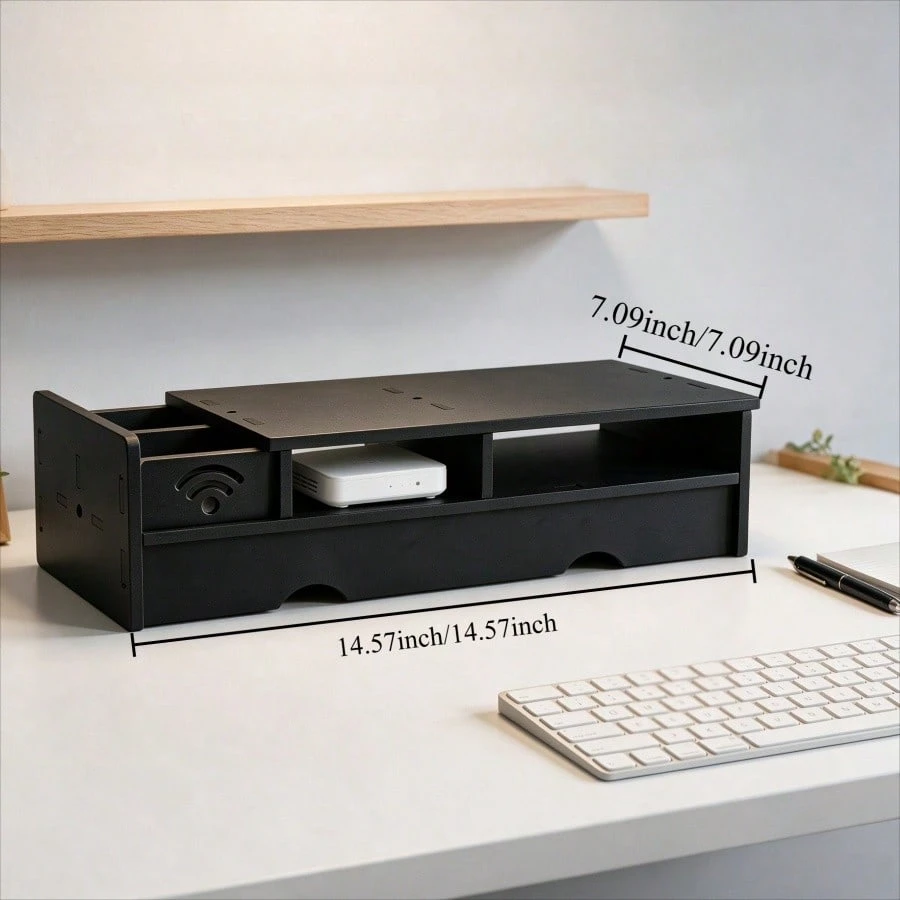 ブラックマット WiFiルーター収納ボックス コンパクトデス - Office Tech Setup のレビューと価格
