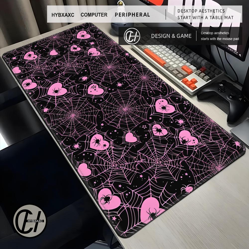 90x40 ホワイトまたはピンクのスパイダーウェブハートデス - Office Tech Setup のレビューと価格