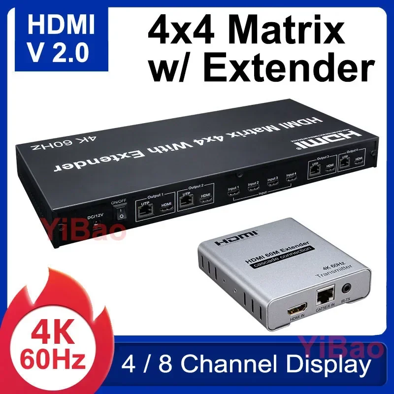 4K 60Hz 4x4マトリックスHDMI2.0 4x4 H - Hdmi Matrix Switch のレビューと価格
