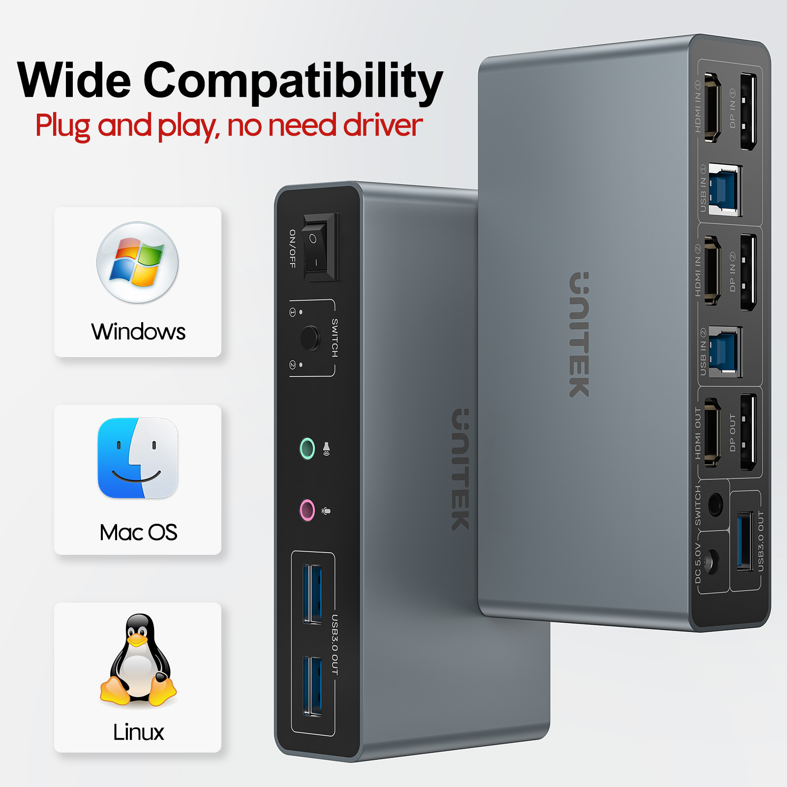 UNITEK 2×2 HDMI DP KVM スイッチ 4K - Kvm Switch Dual Monitor のレビューと価格