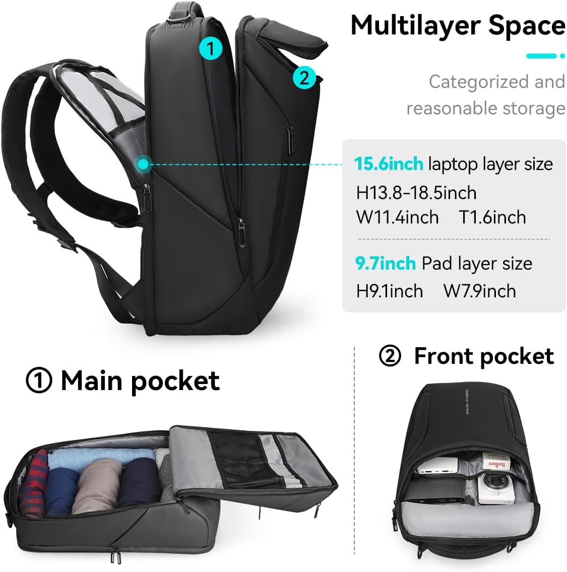メンズ用ビジネスバックパック、17.3インチノートパソコン対 - Office Tech For Men のレビューと価格