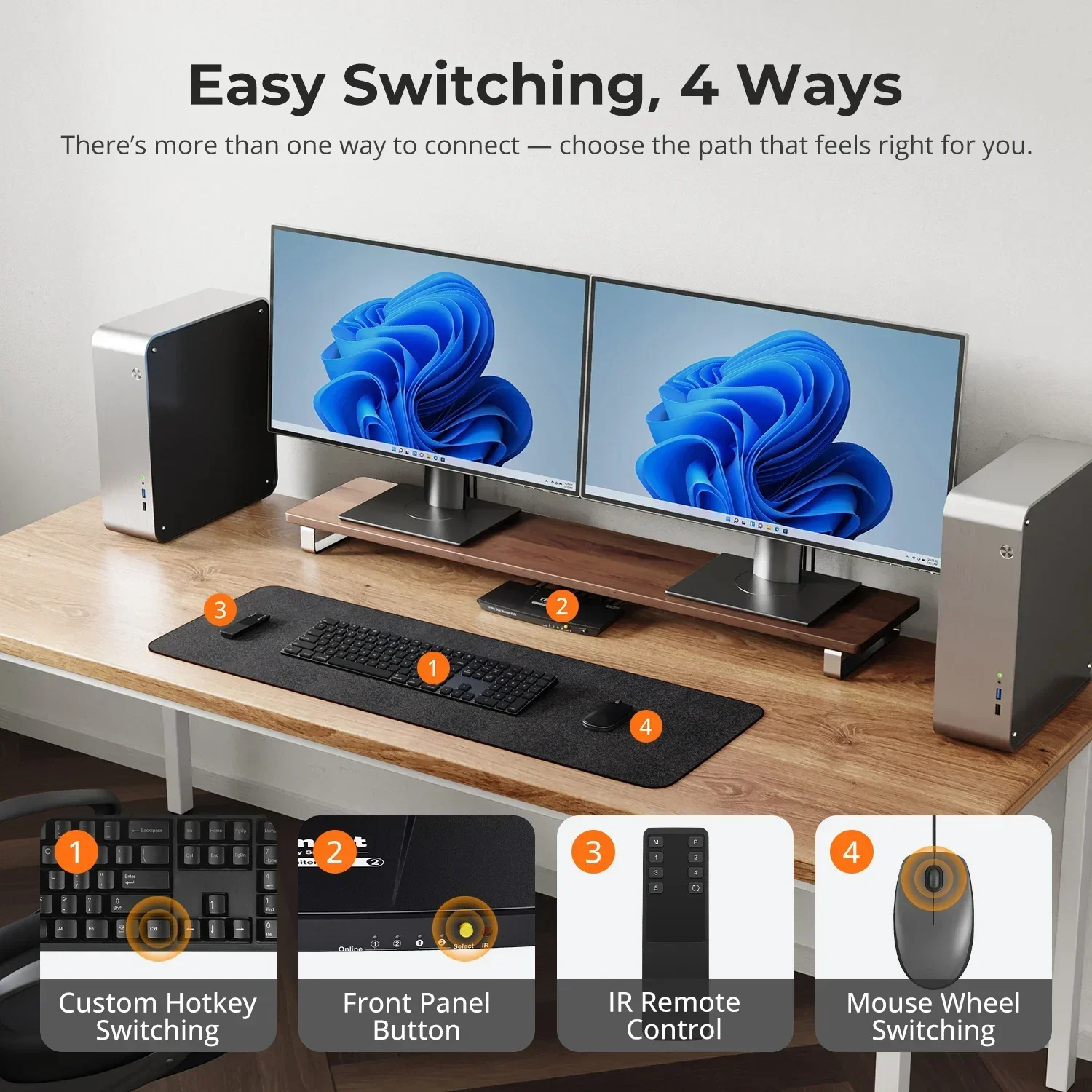 在庫あり TESmart HDMI KVM ビデオスイッチ  - Kvm Switch Dual Monitor のレビューと価格